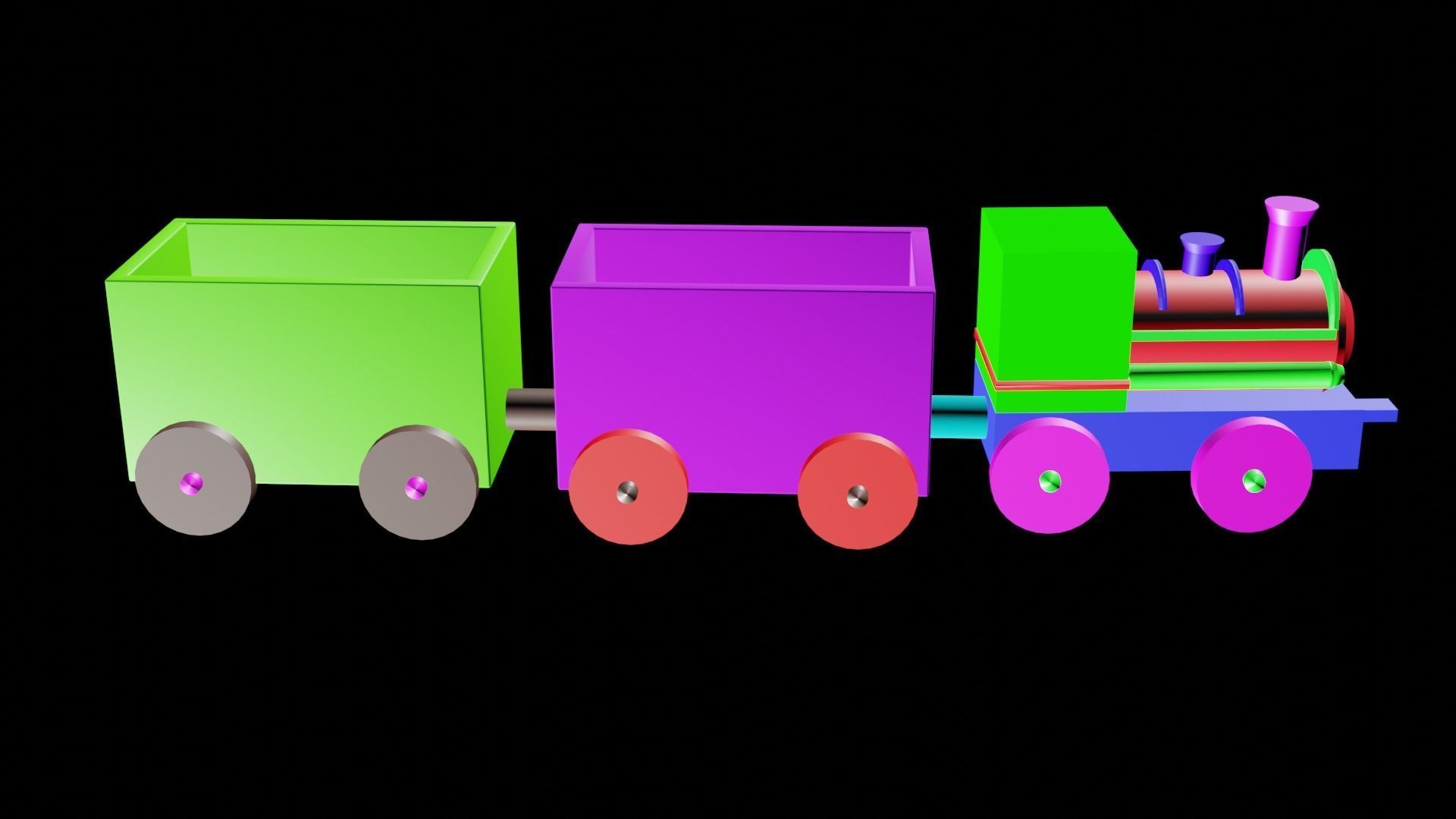 KIDS CARTOON TRAIN Low-poly 3D model_2