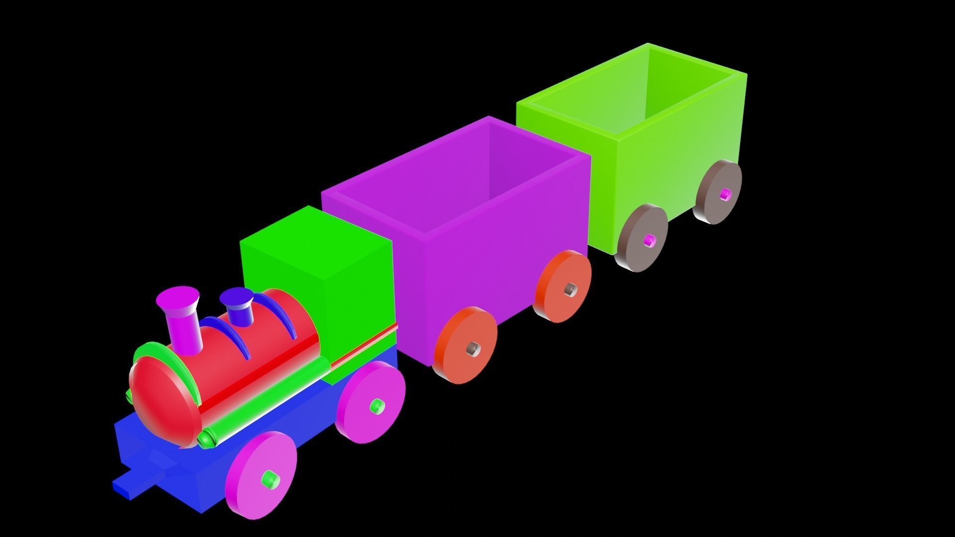 KIDS CARTOON TRAIN Low-poly 3D model_3
