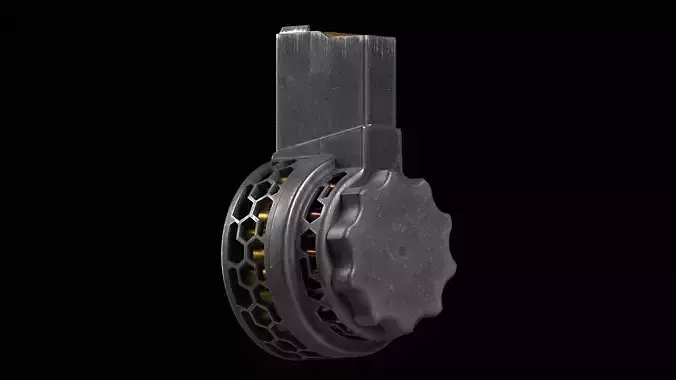 X Products X-15 50 Round Drum Skeletonized Magazine cal 223 Low-poly 3D model