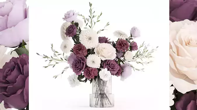 Bouquet of white flowers chrysanthemum rose peony 395