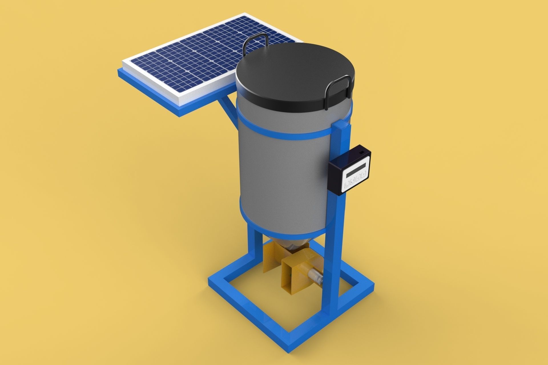SOLAR CELL POWERED DIRECTIONAL FISH FEEDER CENTRIFUGAL SPREADER 3D model_6