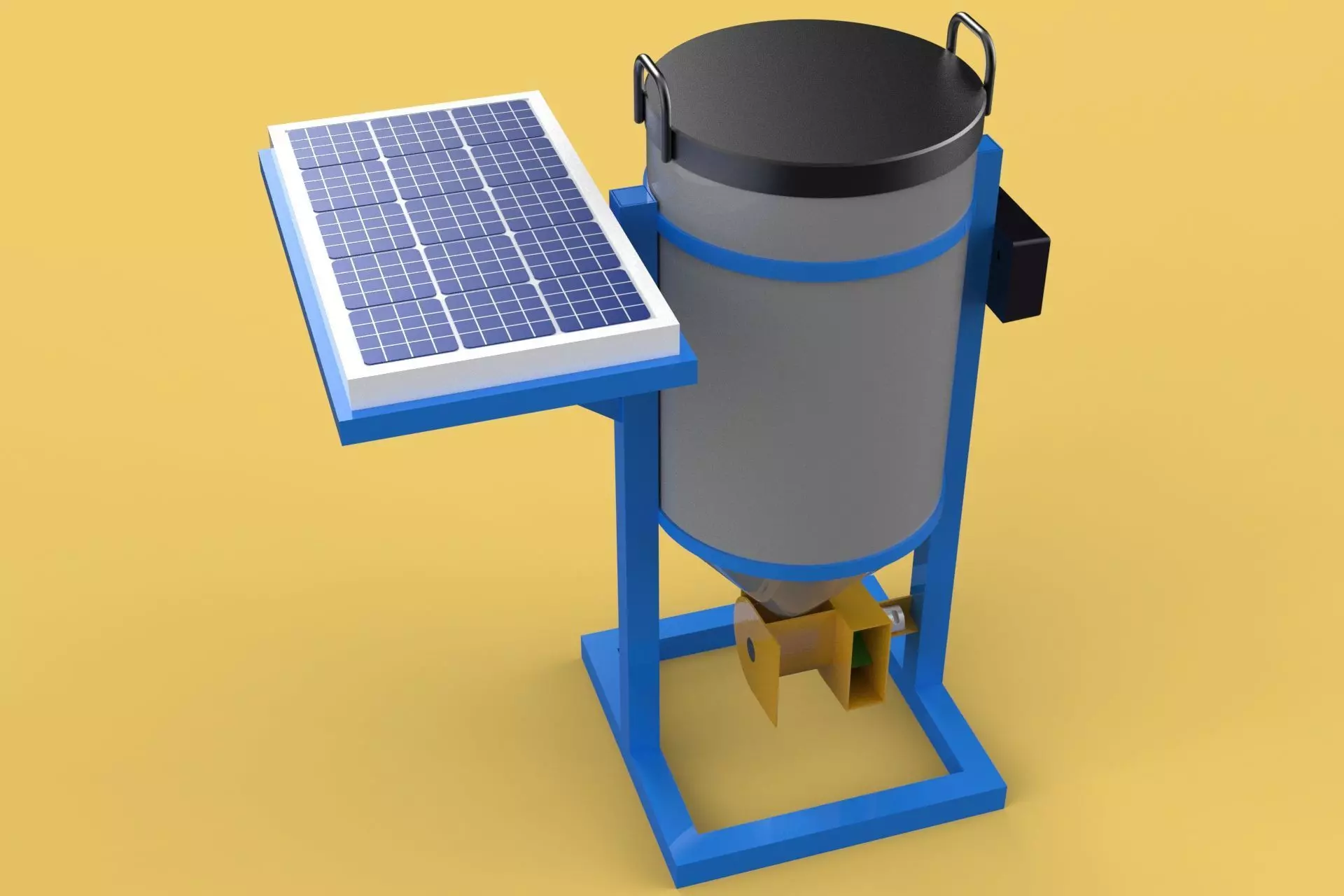 SOLAR CELL POWERED DIRECTIONAL FISH FEEDER CENTRIFUGAL SPREADER 3D model_0