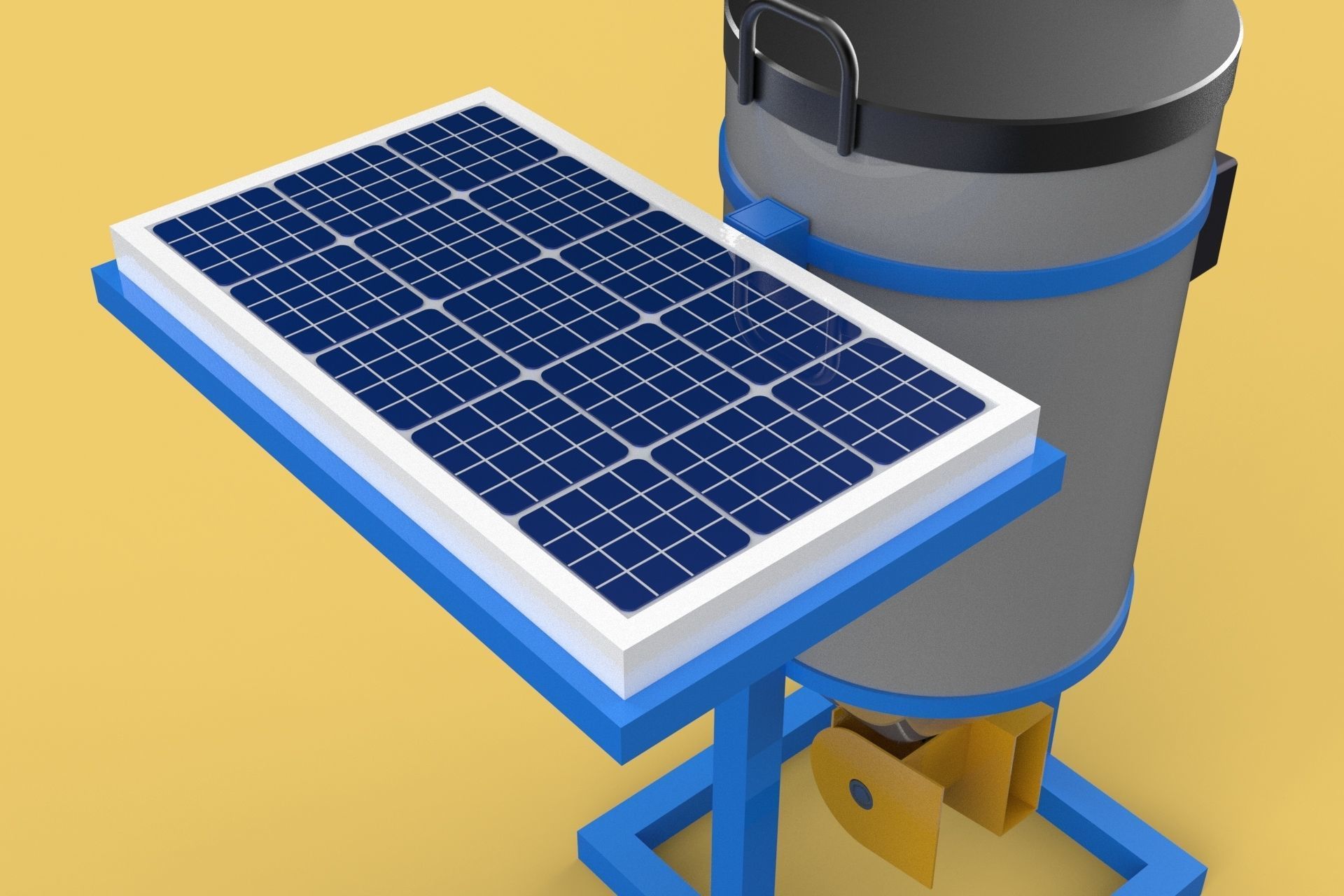 SOLAR CELL POWERED DIRECTIONAL FISH FEEDER CENTRIFUGAL SPREADER 3D model_7