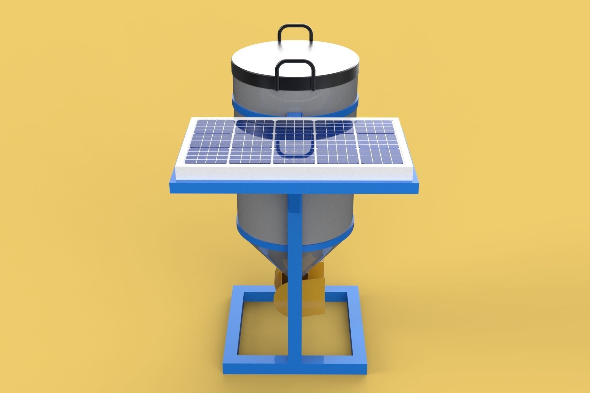 SOLAR CELL POWERED DIRECTIONAL FISH FEEDER CENTRIFUGAL SPREADER 3D model_3