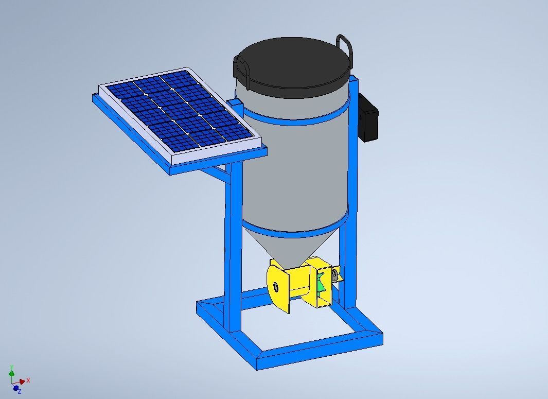 SOLAR CELL POWERED DIRECTIONAL FISH FEEDER CENTRIFUGAL SPREADER 3D model_12