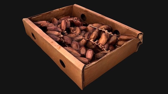 Dates Box Dried Fruits Low-poly 3D model 6