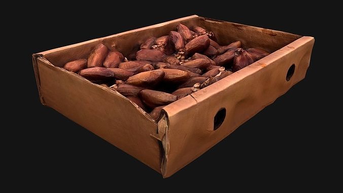 Dates Box Dried Fruits Low-poly 3D model 3