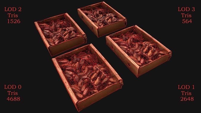 Dates Box Dried Fruits Low-poly 3D model 2
