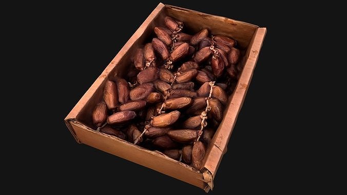 Dates Box Dried Fruits Low-poly 3D model 4