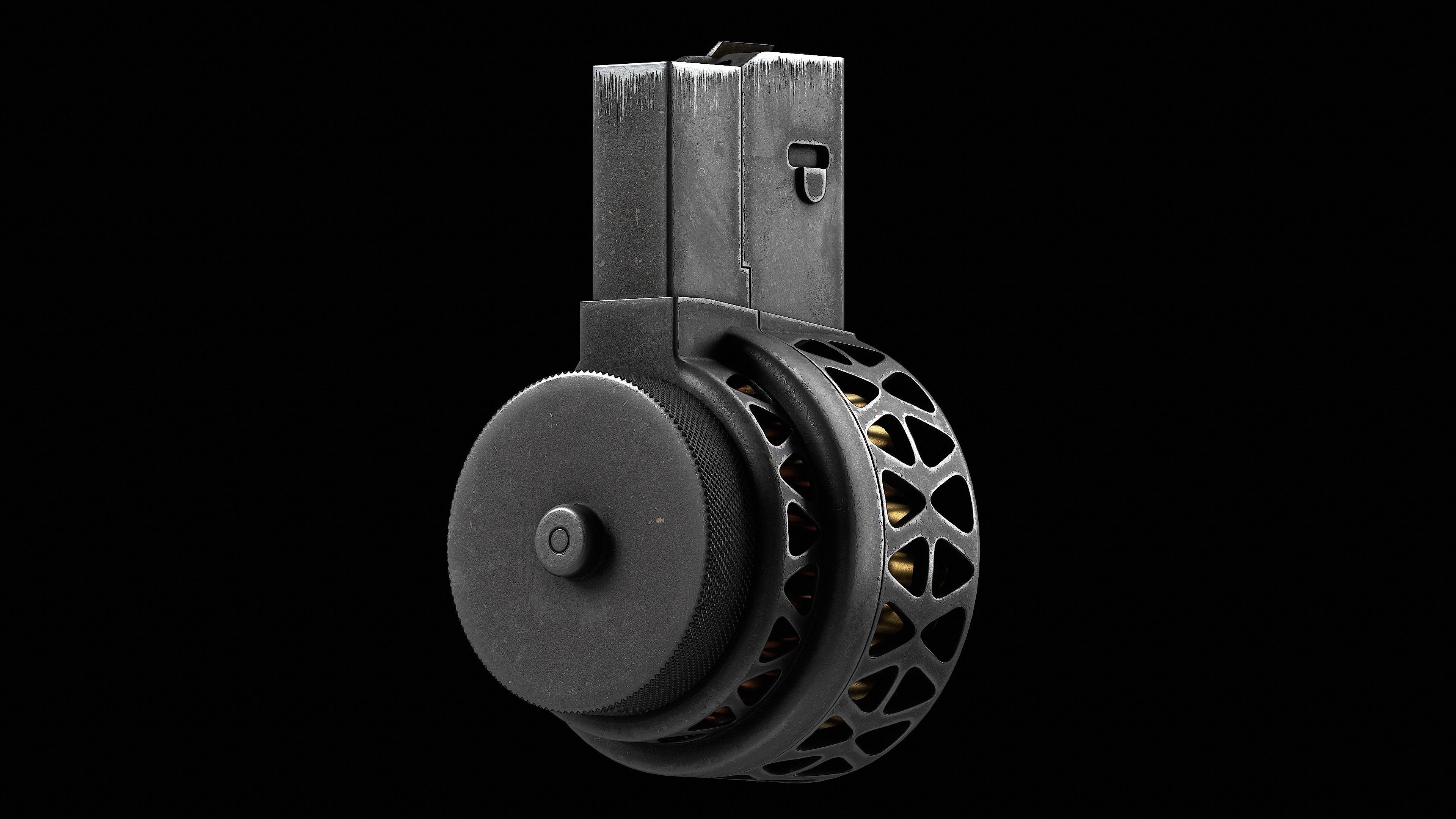 Two versions X Products X-15 50 Round Drum Magazine cal 223 Low-poly 3D model_6