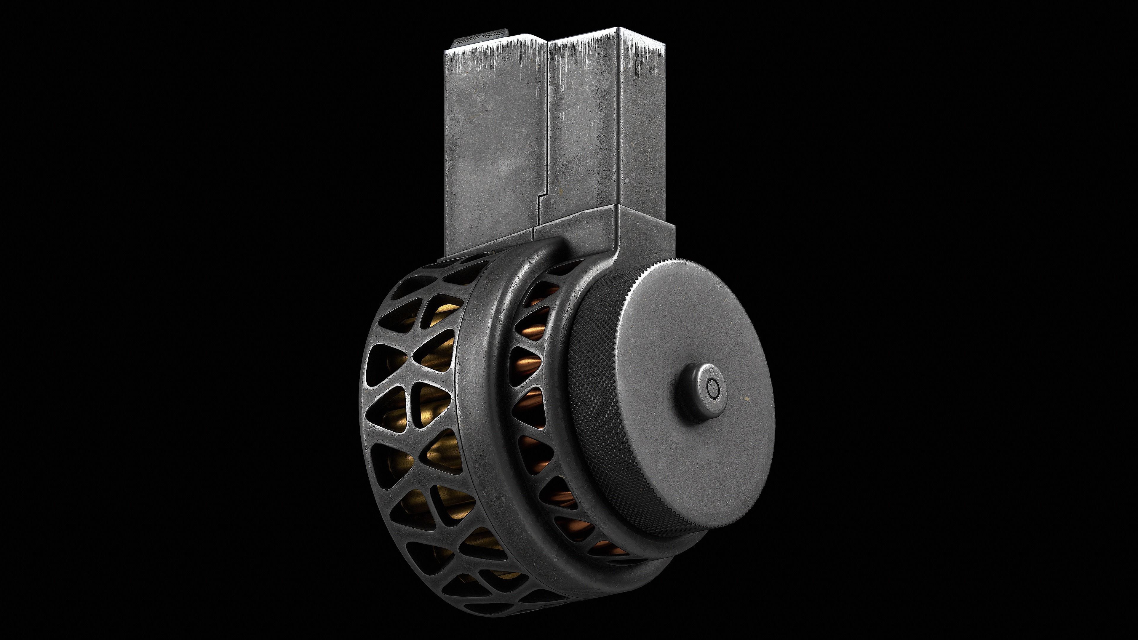 Two versions X Products X-15 50 Round Drum Magazine cal 223 Low-poly 3D model_5