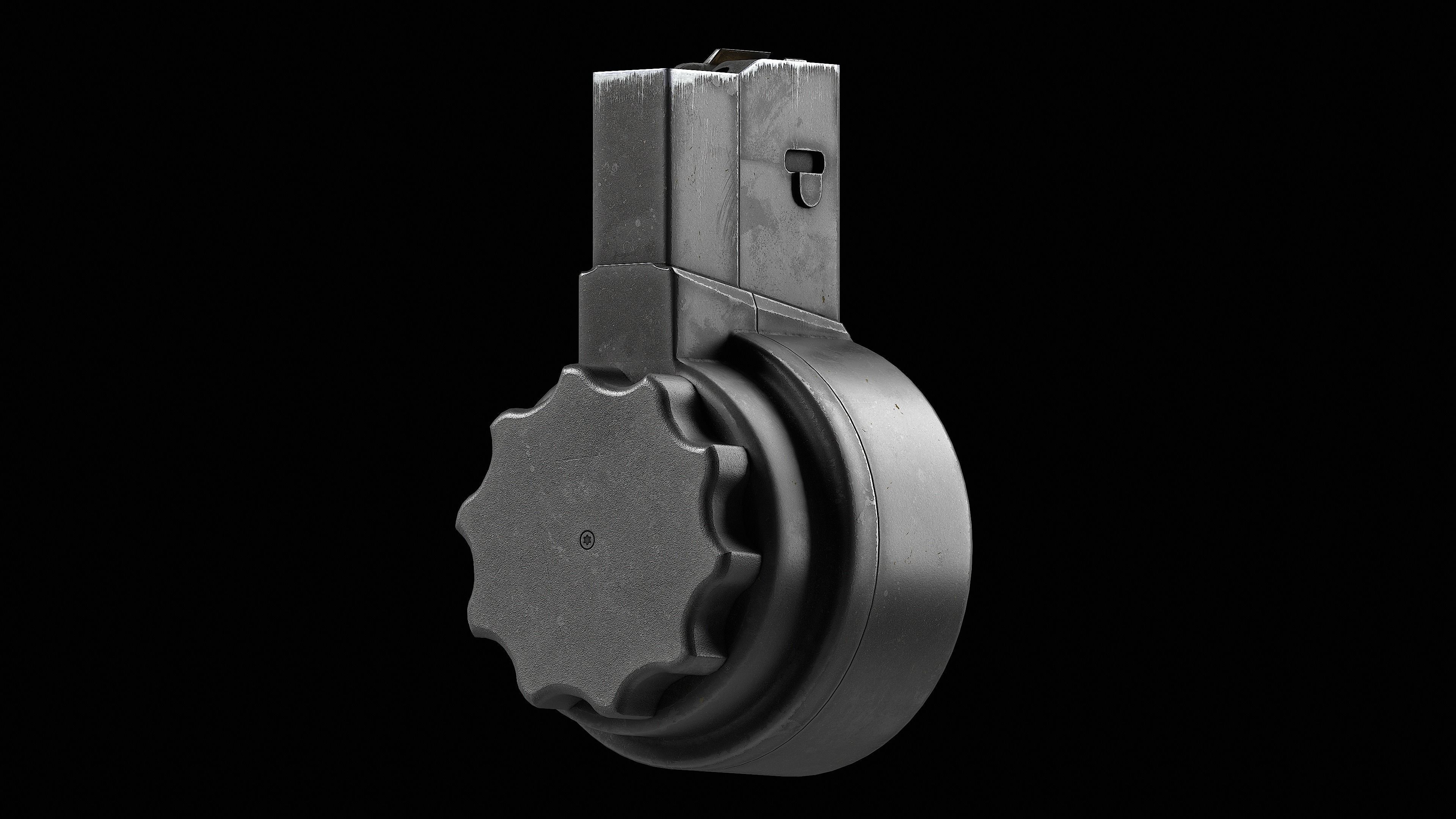 Two versions X Products X-15 50 Round Drum Magazine cal 223 Low-poly 3D model_11