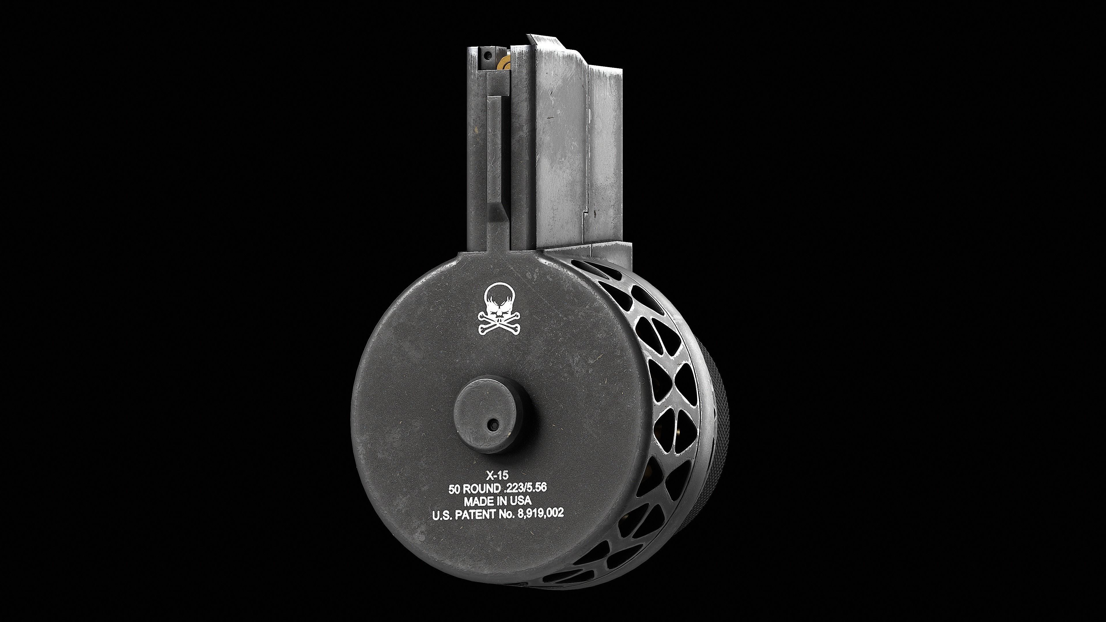 Two versions X Products X-15 50 Round Drum Magazine cal 223 Low-poly 3D model_7