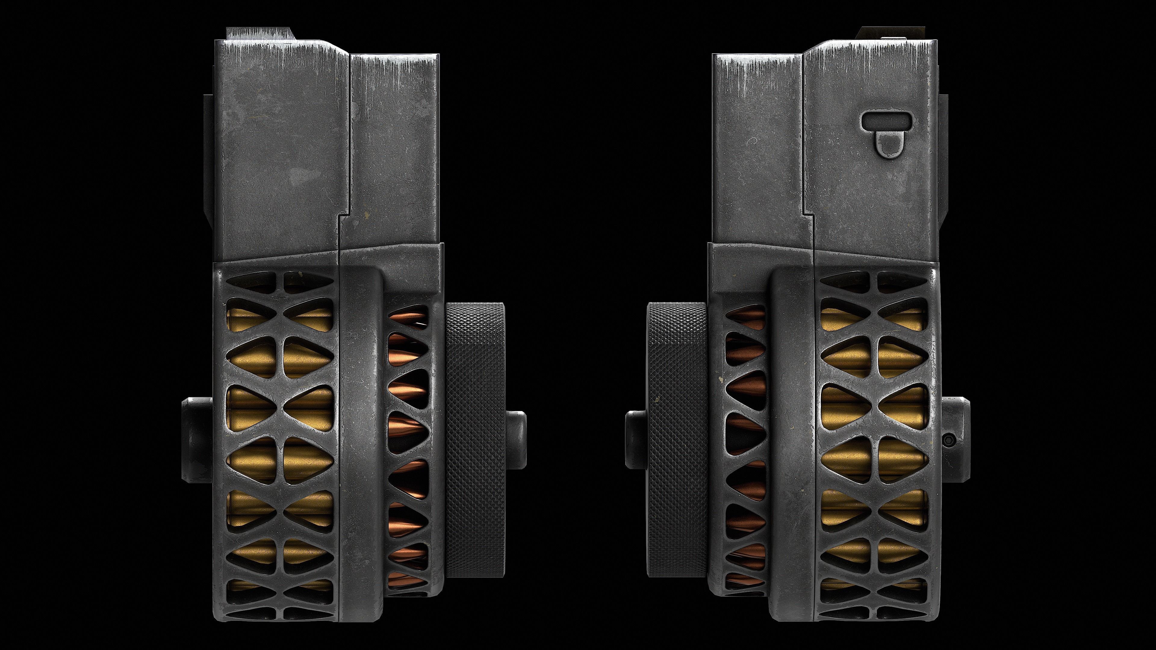 Two versions X Products X-15 50 Round Drum Magazine cal 223 Low-poly 3D model_9