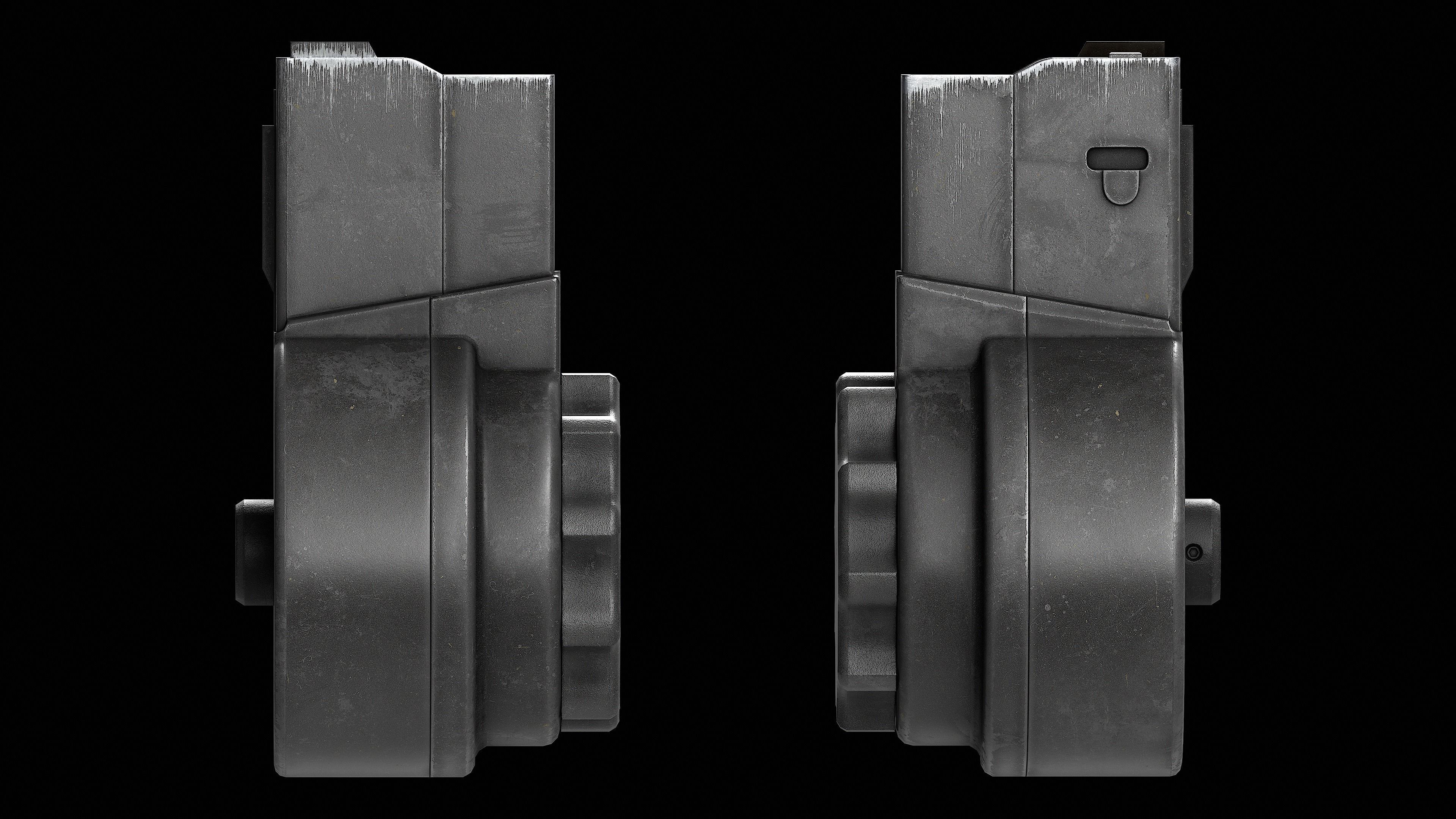 Two versions X Products X-15 50 Round Drum Magazine cal 223 Low-poly 3D model_14