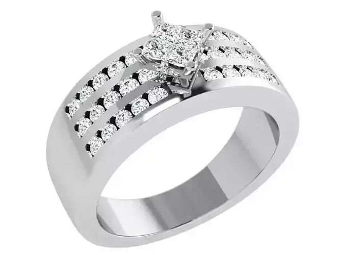 Princess Diamond Channel Setting Ring 4100