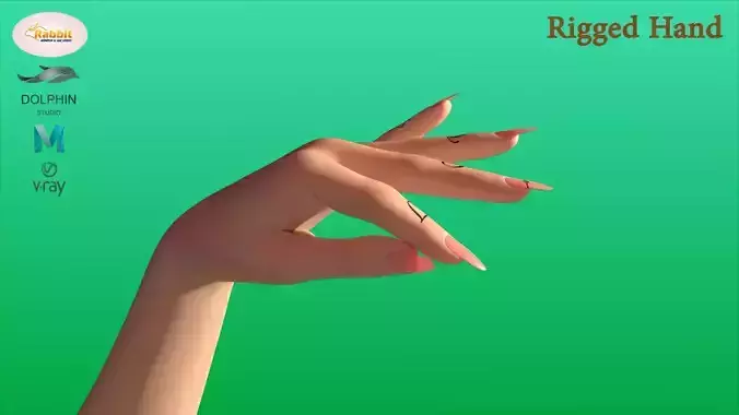 3D Rigged girl hand - Advanced Rigg - Tattooed