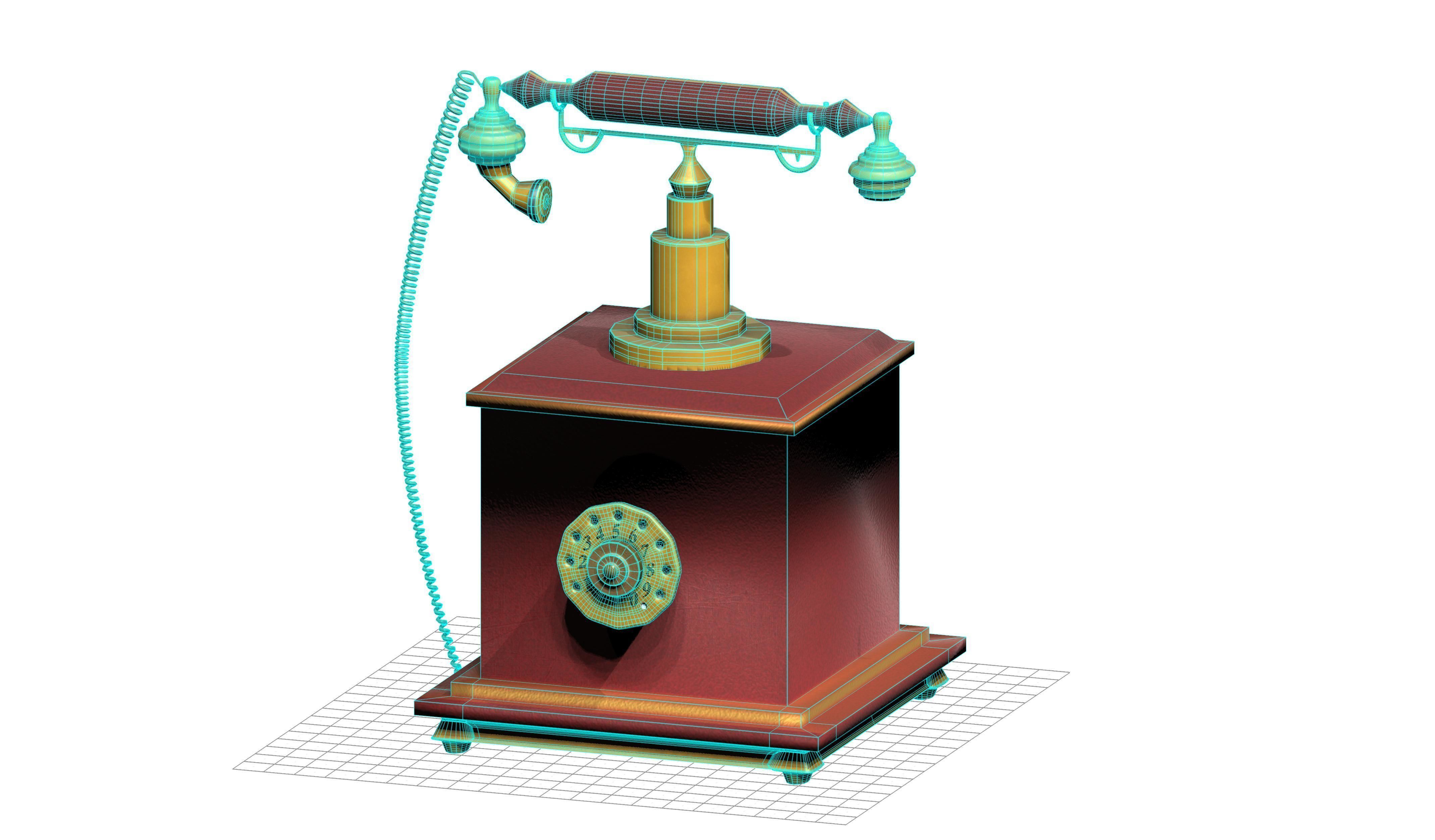 Nostalgic Telephone Low-poly 3D model_7