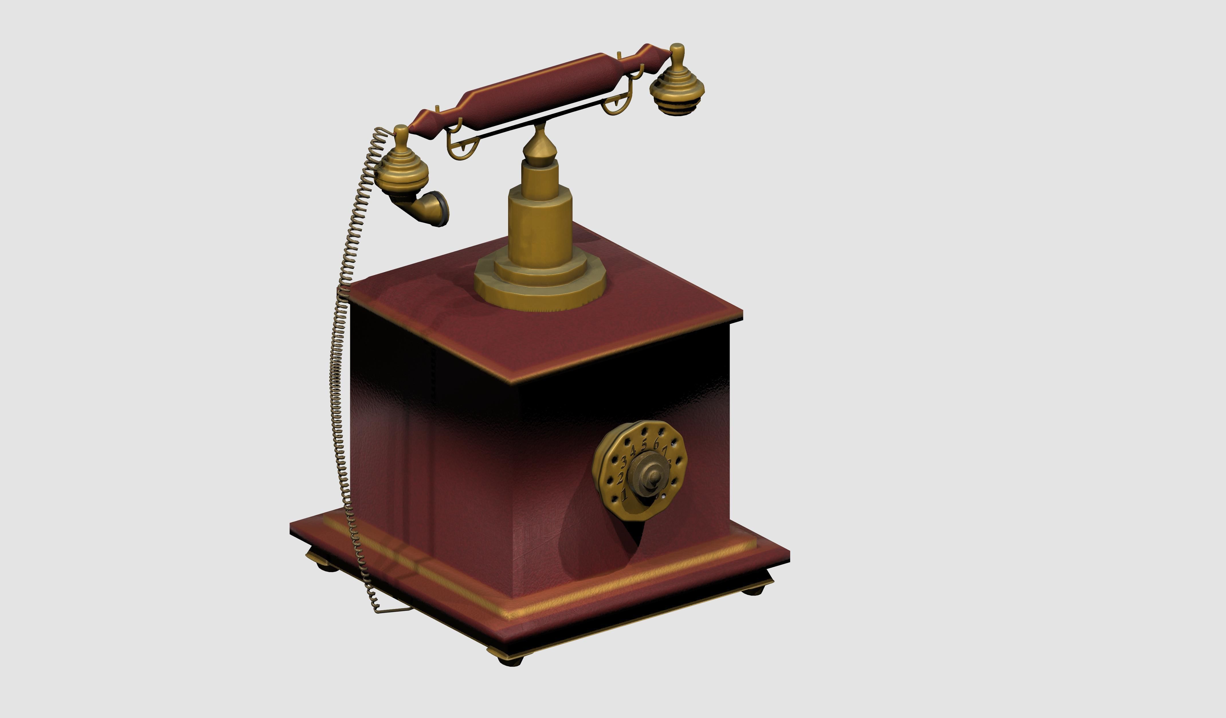 Nostalgic Telephone Low-poly 3D model_1