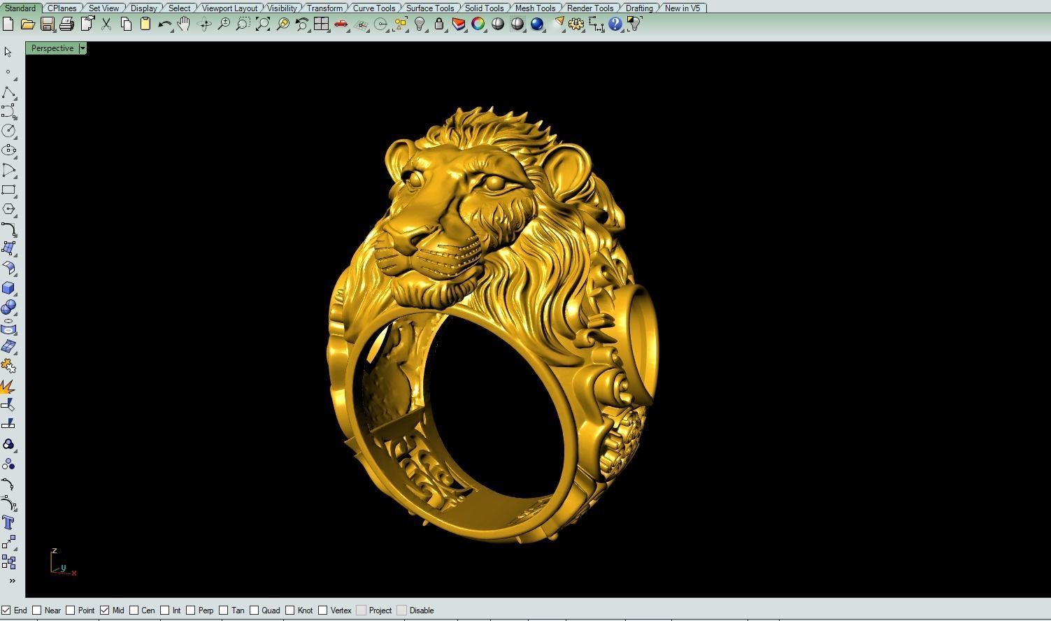 lion ring lion mane ring with stone - 3dm-stl 3D print model_4