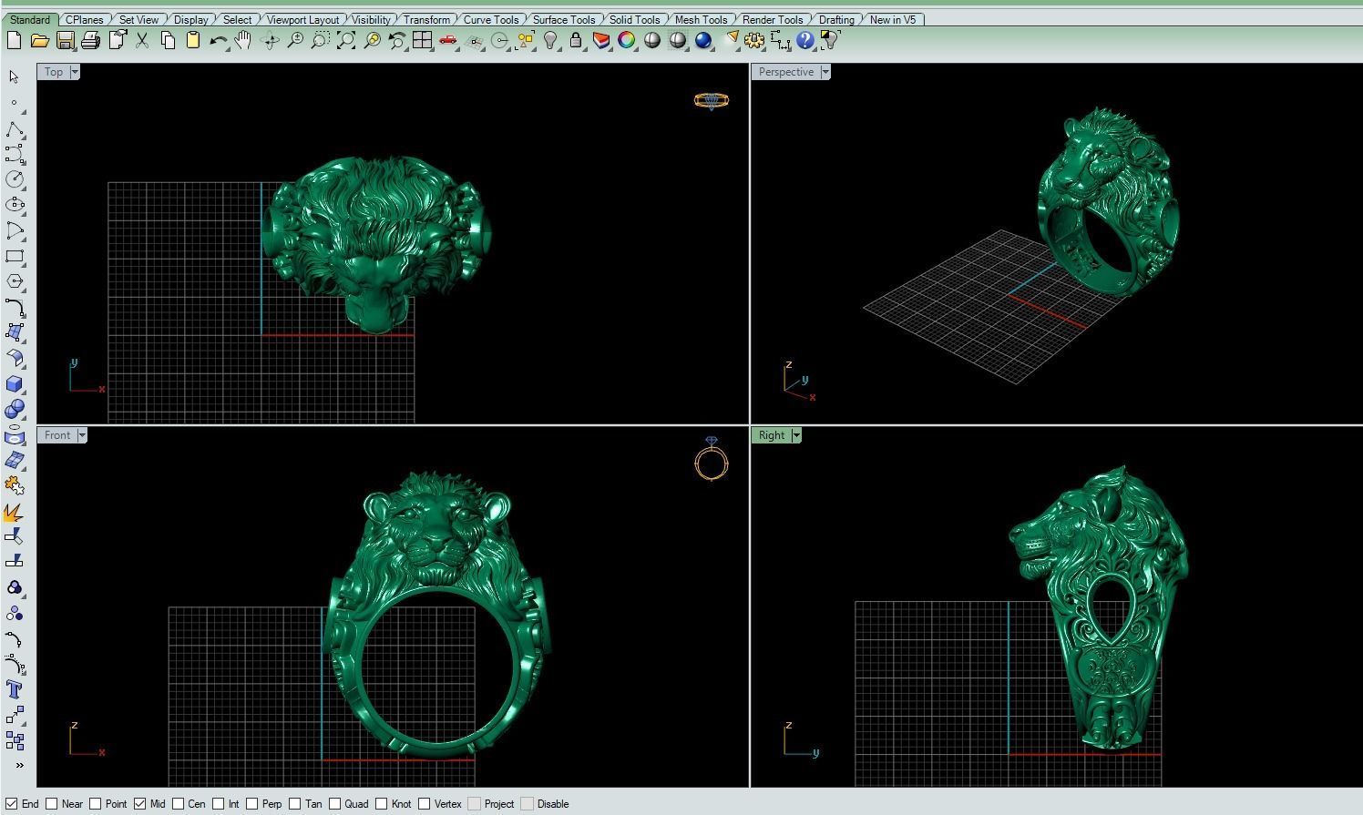 lion ring lion mane ring with stone - 3dm-stl 3D print model_3