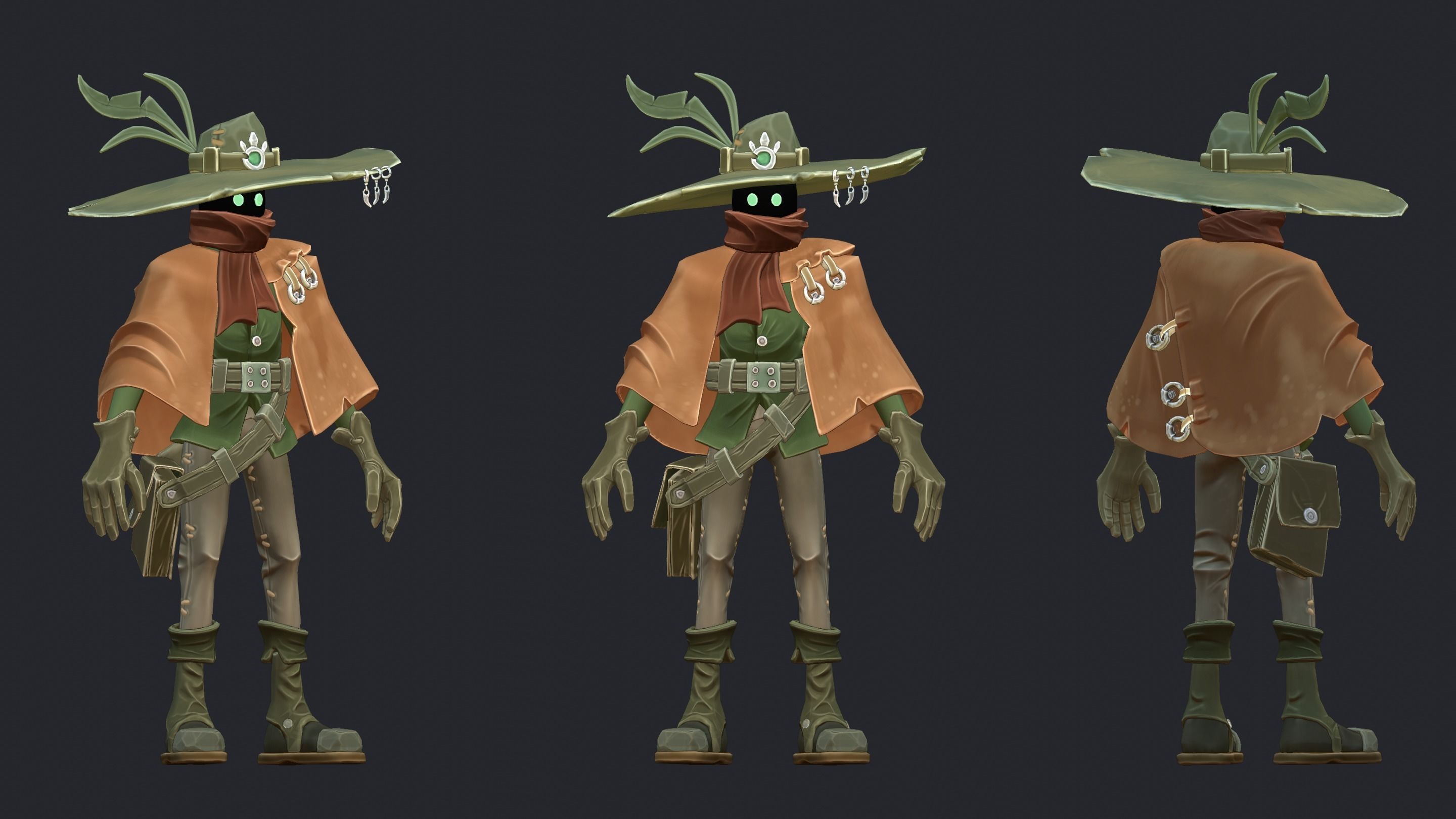 Stylized Character Handpainted Magician Mage Scarecrow Fantasy  Low-poly 3D model_1