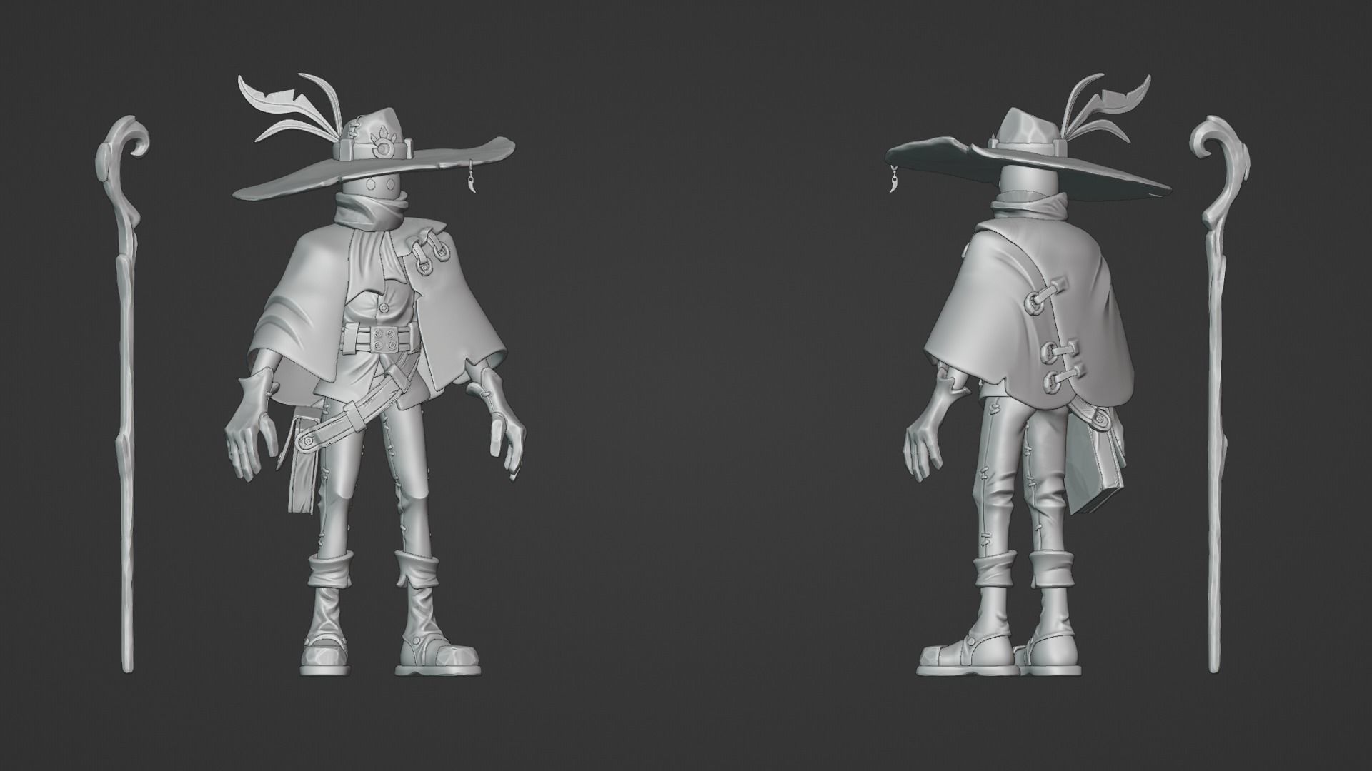 Stylized Character Handpainted Magician Mage Scarecrow Fantasy  Low-poly 3D model_4