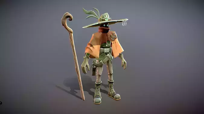 Stylized Character Handpainted Magician Mage Scarecrow Fantasy  Low-poly 3D model