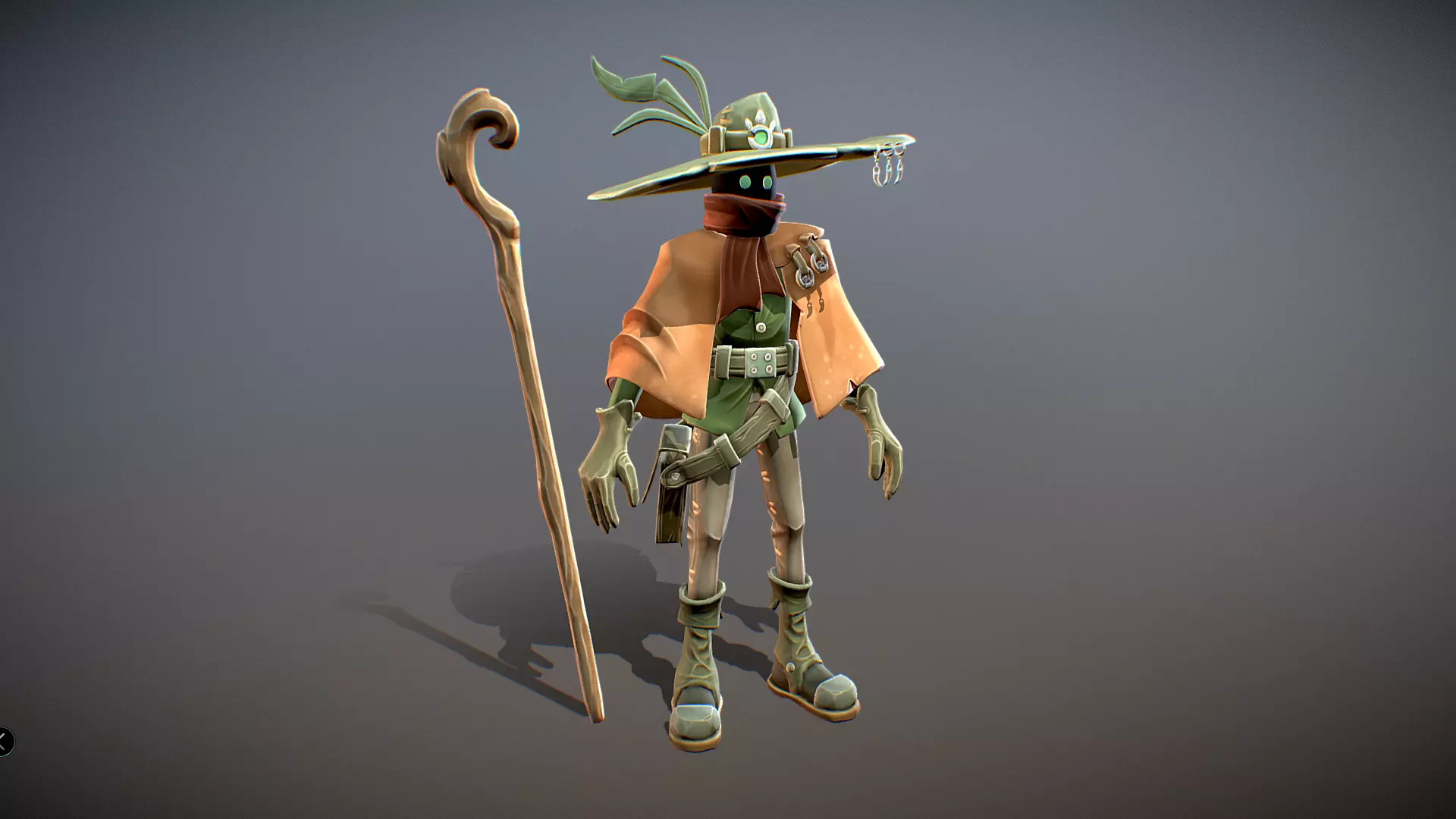 Stylized Character Handpainted Magician Mage Scarecrow Fantasy  Low-poly 3D model_0