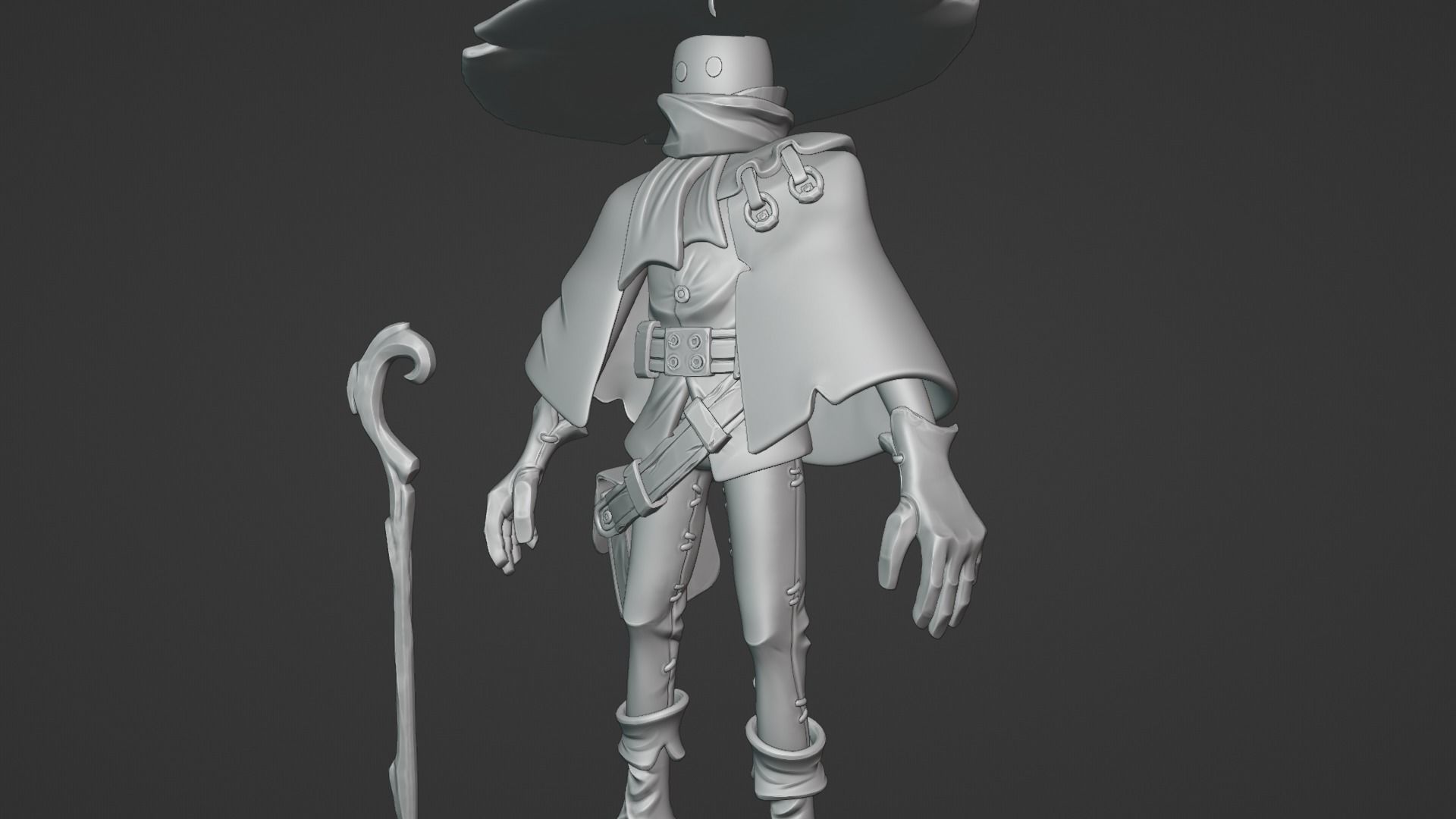 Stylized Character Handpainted Magician Mage Scarecrow Fantasy  Low-poly 3D model_7