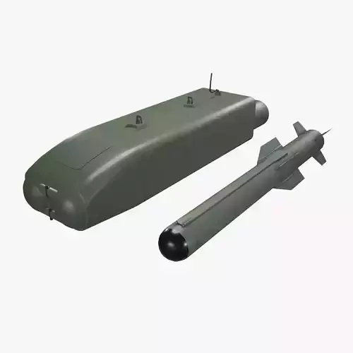  Launcher PARS 3LR With Missile X2 Low-poly 3D model
