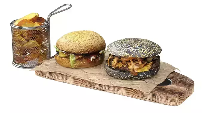 Burgers with country-style potatoes