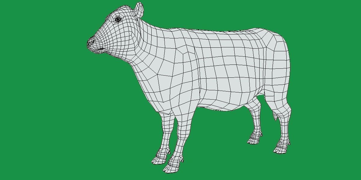 Black Cattle Mammal Low-poly 3D model_17