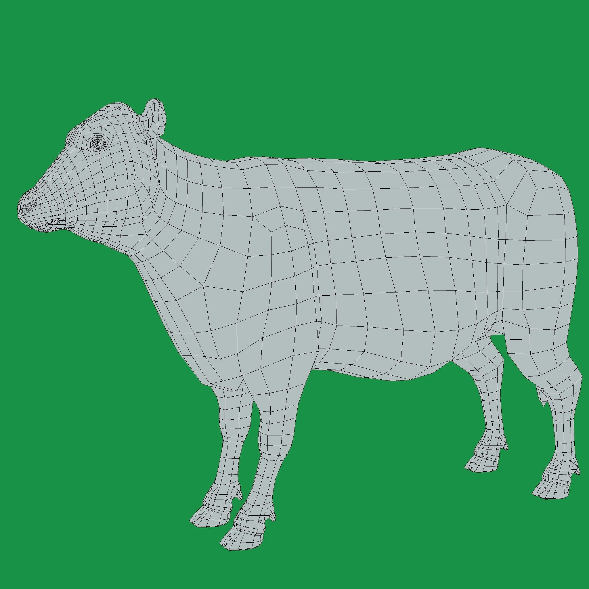 Black Cattle Mammal Low-poly 3D model_13
