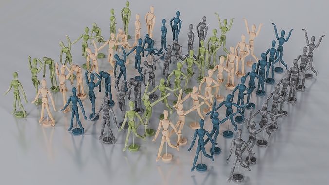 Mannequin Clone Army 16 3D Scans with PBR Textures Low-poly 3D model
