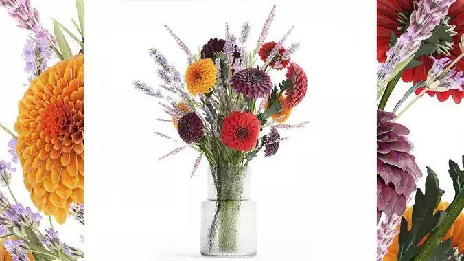 Bouquet of wildflowers chrysanthemum Lavender in a vase 396