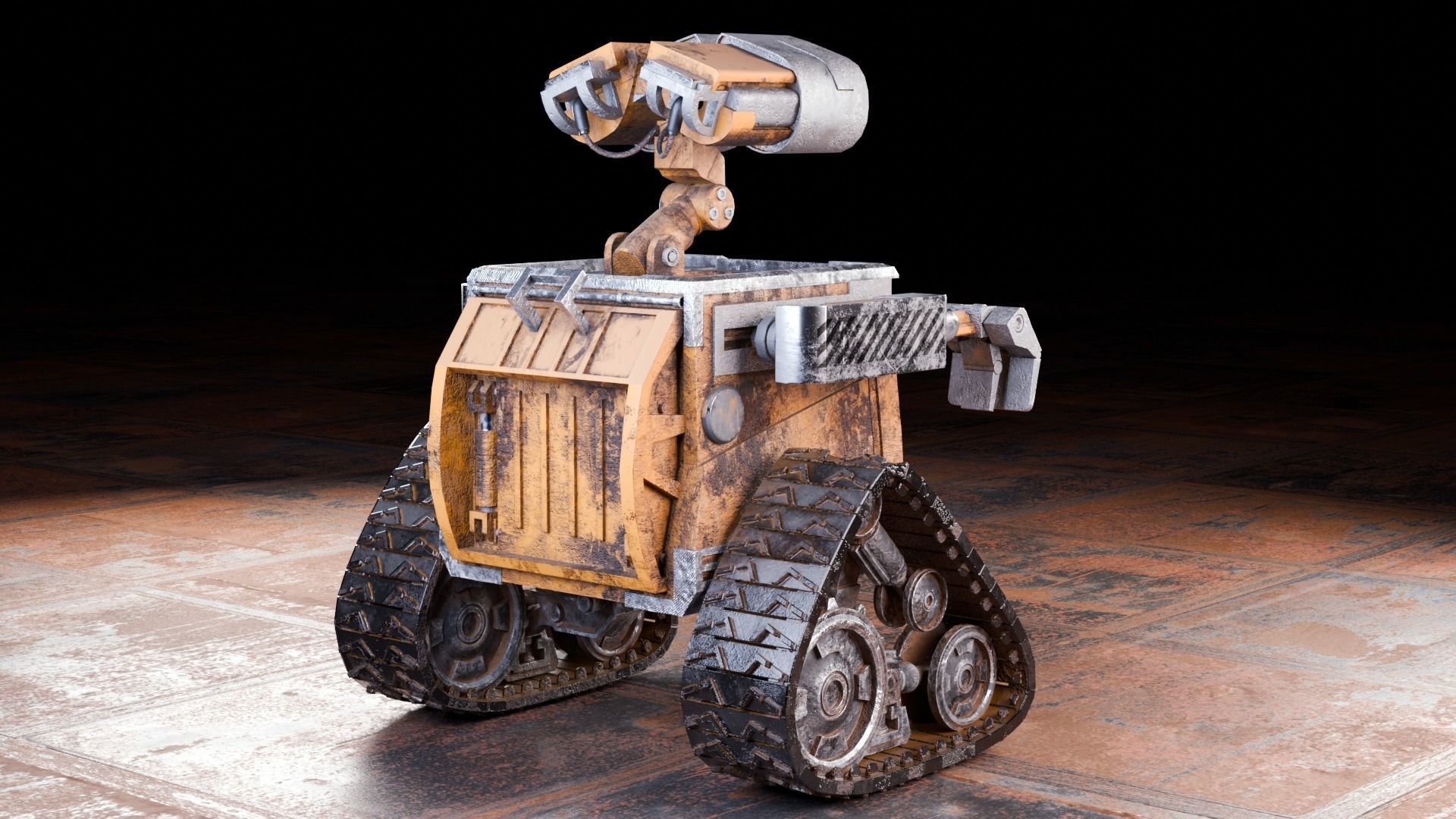Robot wall-e Low-poly 3D model_6