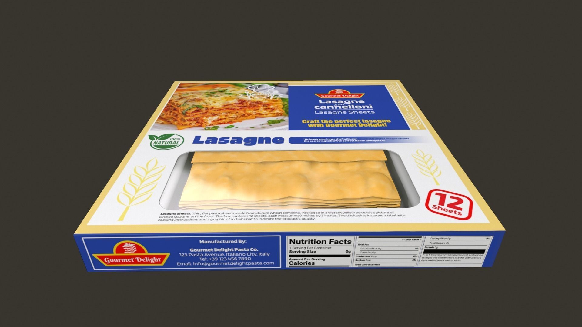 Lasagne Sheets Box - 3D Model Low-poly 3D model_7