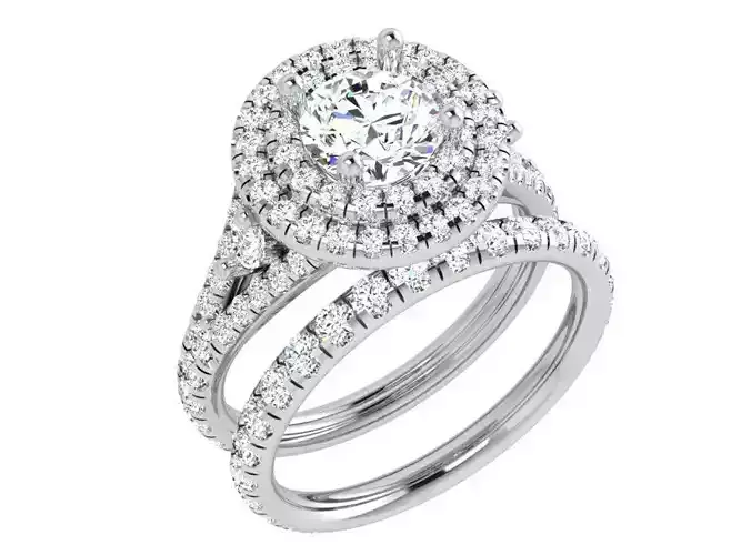 Round Halo Ring With Band 4110