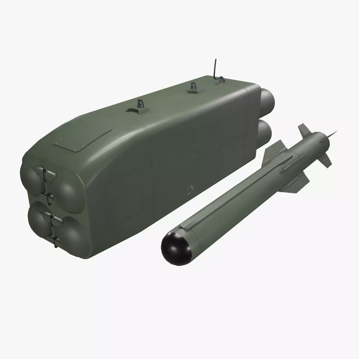  Launcher PARS 3LR With Missile X4 Low-poly 3D model_0