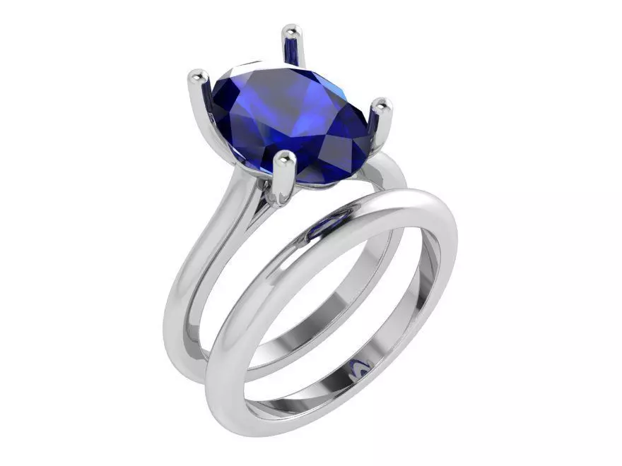 Oval Cut Solitaire Ring With Band 4127 3D print model