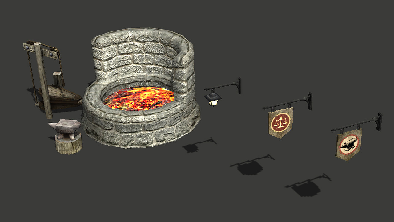 Medieval buildings pack Low-poly 3D model_4