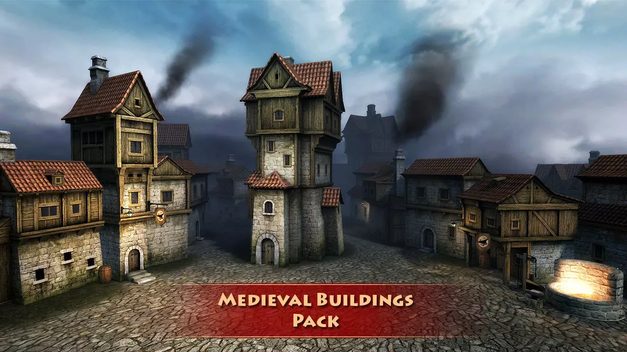 Medieval buildings pack Low-poly 3D model_0