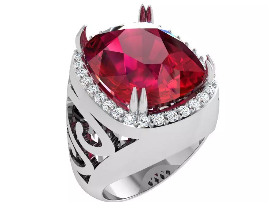 Cushion Cut Engraving Ring 4135 3D print model