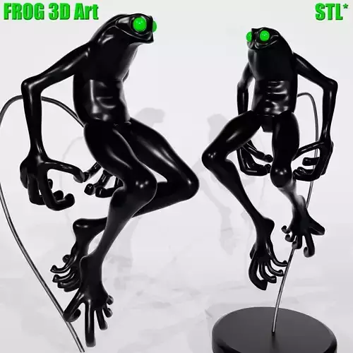 FROG 3D ART BLACK FROG FIGURE 3D PRINT MODEL ART TOY