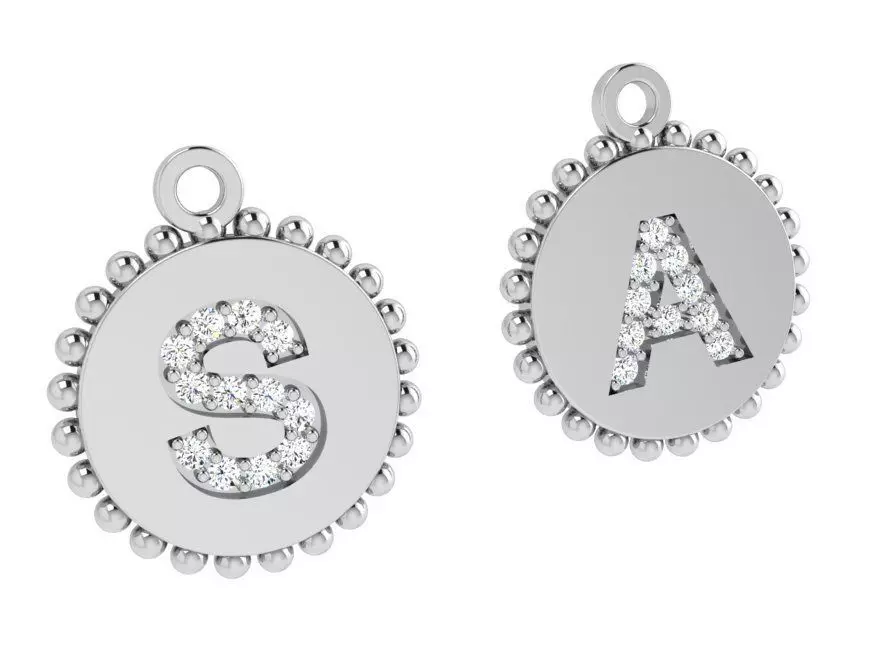 S and A Letter Circle Pendant 4139 3D print model_0