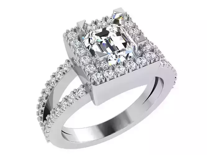 Square Halo Split Shank Ring 4144