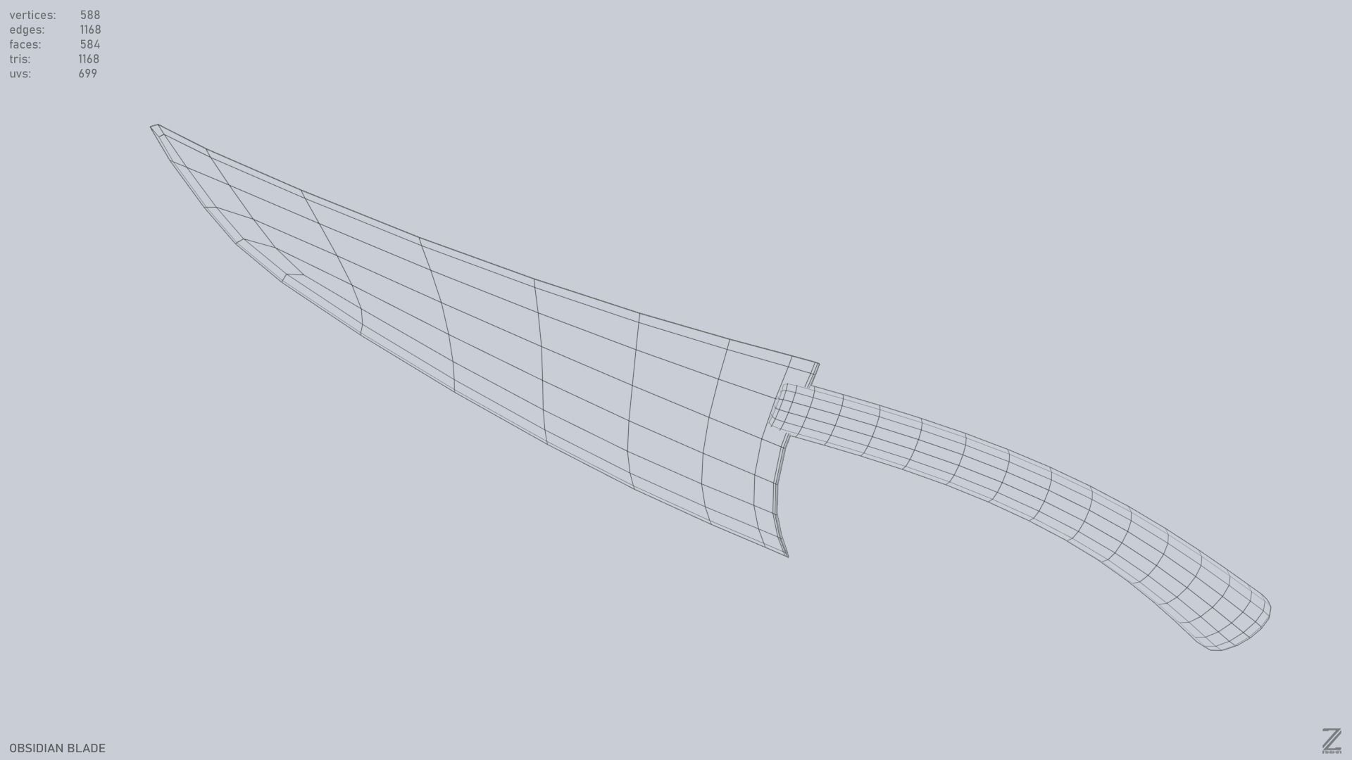 Obsidian blade Low-poly 3D model_11