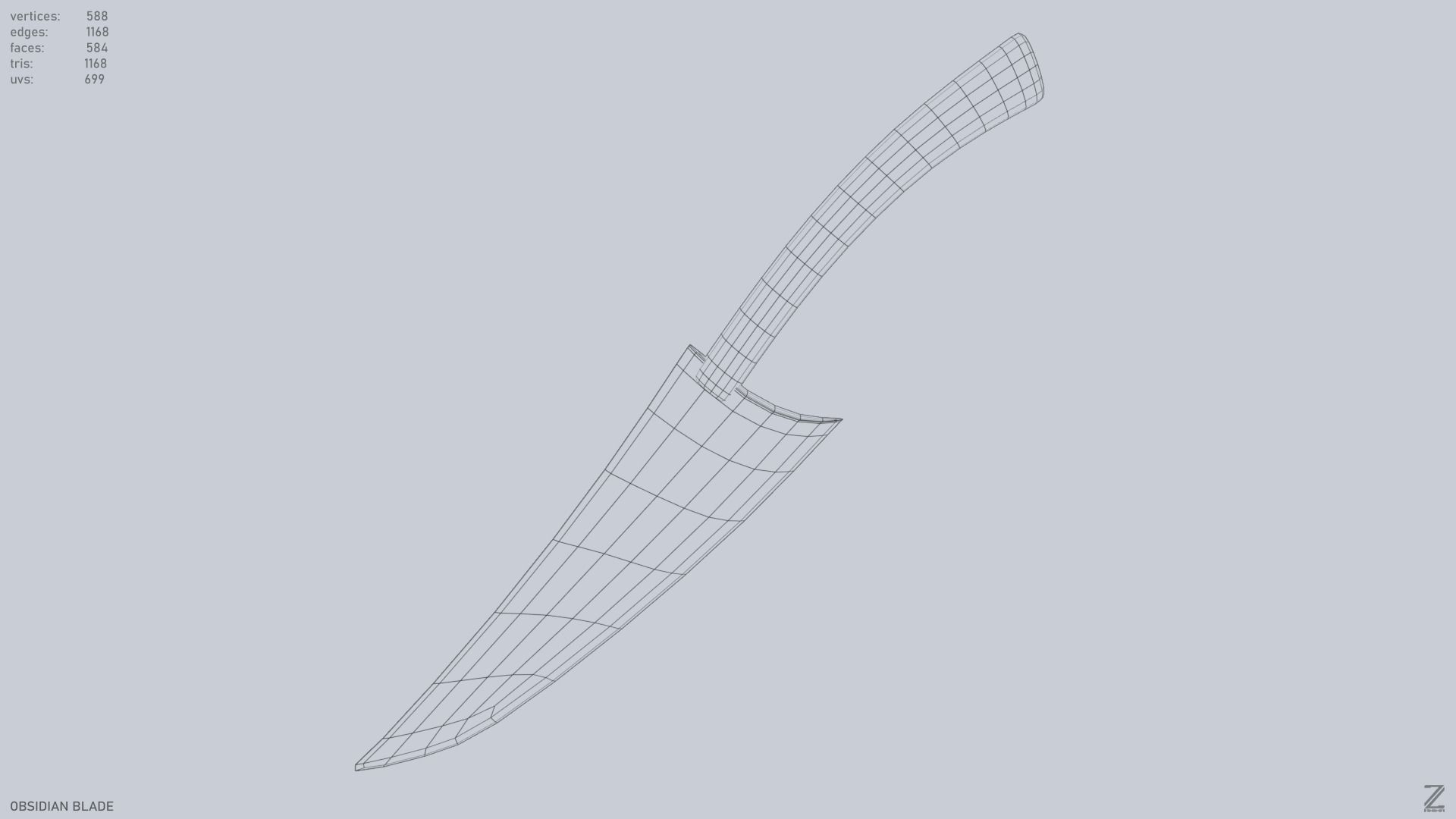 Obsidian blade Low-poly 3D model_12