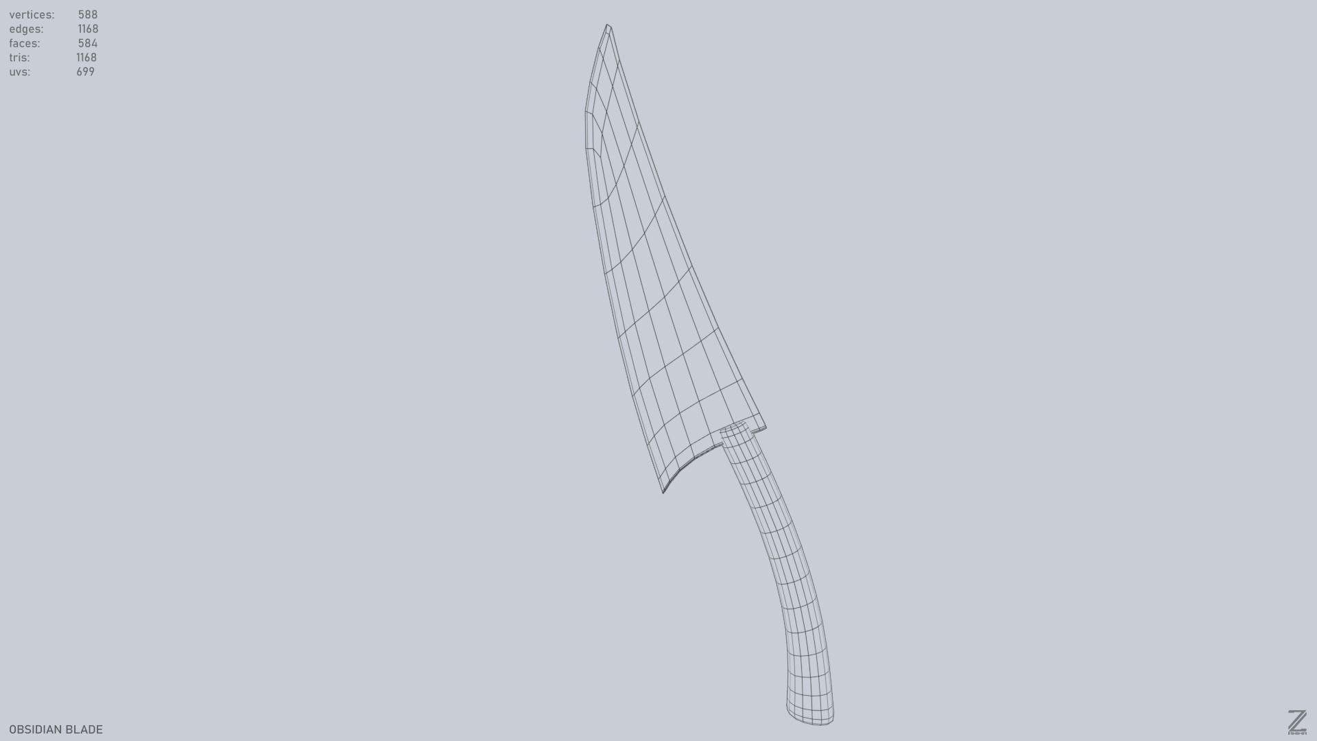 Obsidian blade Low-poly 3D model_10